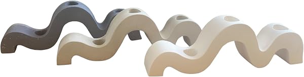 Wavy stoneware taper candle holder