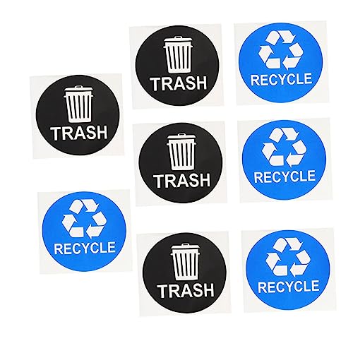 KALLORY 8pcs Trash Classification Stickers for Easy Recycling Self-Adhesive Decals for Garbage Can and Rubbish Bin Design Material
