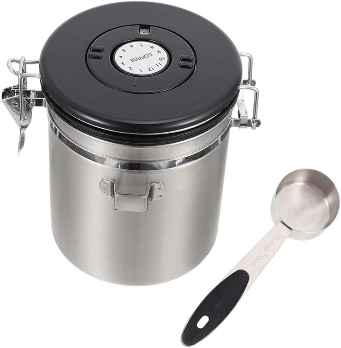 Sealed Cat and Dog Food Storage Container with Spoon, 1.8l Stainless Steel Airtight Snack Jar for Pet Food Storage