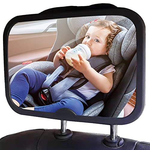 Image of Funbliss Baby Mirror for Car, Safety Car Seat Mirror for Baby Rear Facing with Anti-vibration, Shatterproof,Black