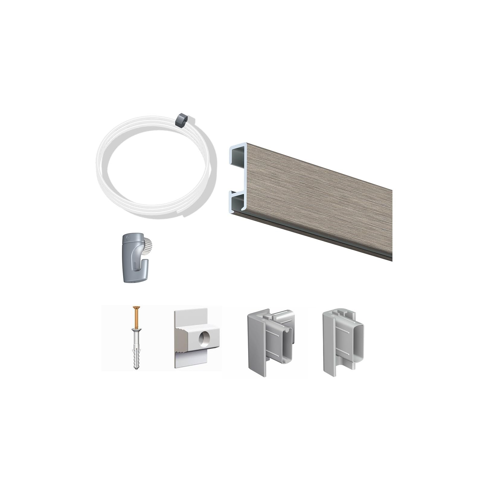 Arti Teq - Pack Eco 4 mètres de cimaise Click Rail couleur Aluminium - Solution suspension cadres et tableaux - Argent