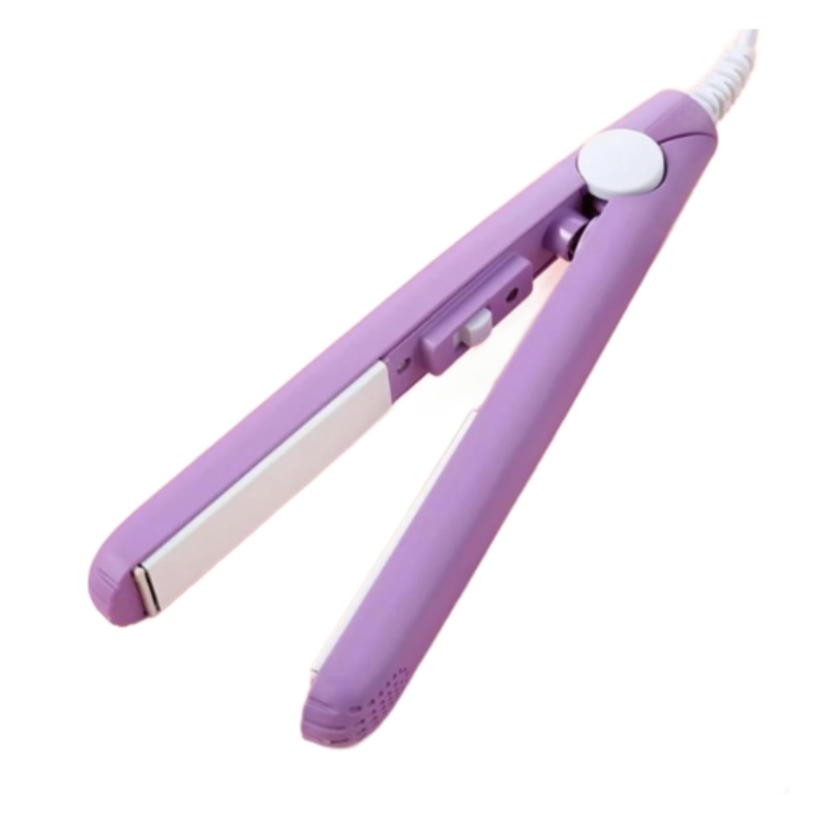 2024 New Purple Mini Curler and Straightener - 2-in-1 Ceramic Curling Iron for Short, Fine Hair, 1/2 Inch Barrel