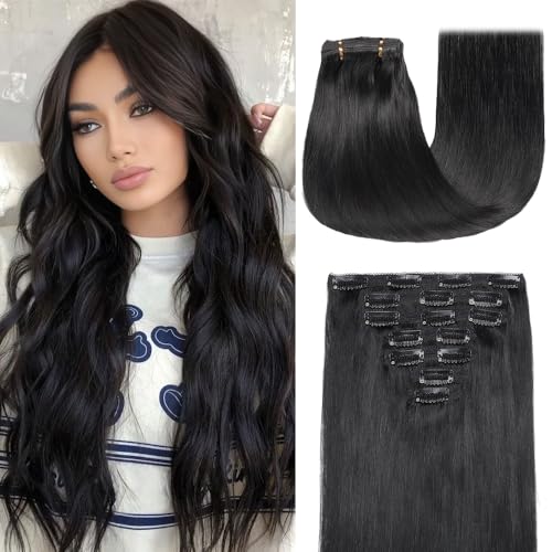 Clip in Hair Extensions Real Human Hair,18 Inch 120g 7pcs Remy Ha...