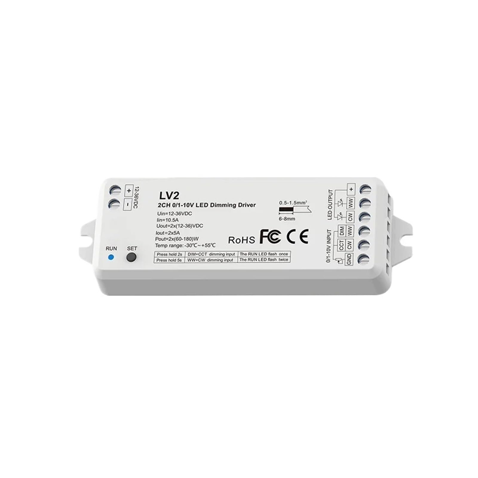 Regulador CCT 12V-36VDC LV2 para solucionar saltos de luz y ajustar el tono de blanco dual LED