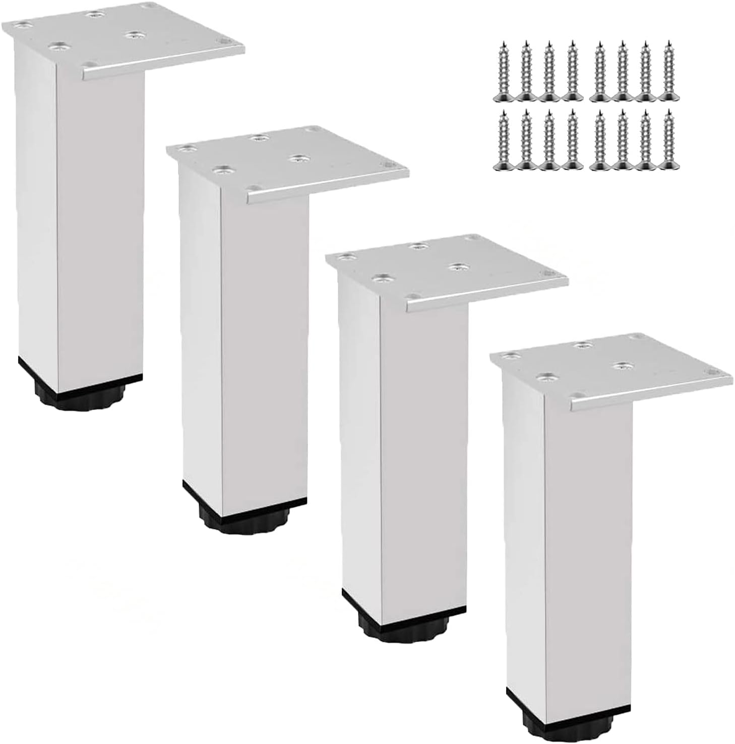Aluminium Furniture Legs,Height Adjustable Table Legs 5/6/8/20/12/15/18/20/25/30/35/40cm Furniture Feet,Metal Sofa Legs,Cabinet Legs,Desk Legs,DIY Replacement Legs,4 Pcs,Silver-20cm/7.87in