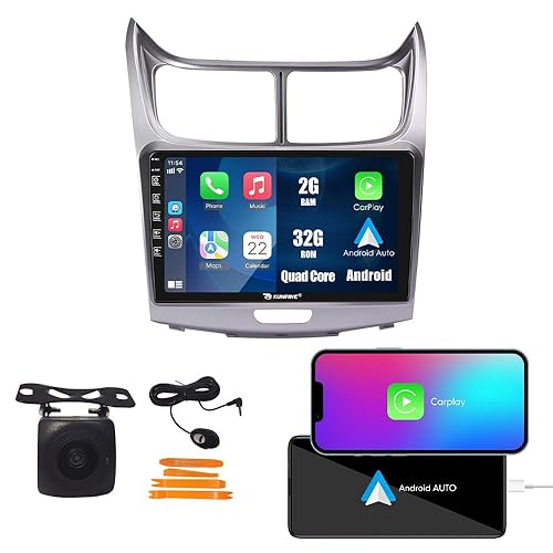 Kunfine Car CarPlay Android Auto Navigation Stereo GPS Radio Reverse Camera Display 9" IPS Touchscreen Headunit Tablet Pad Media Player for Chevrolet Sail 2004-2013, if Applicable Quad Core 2G+32G