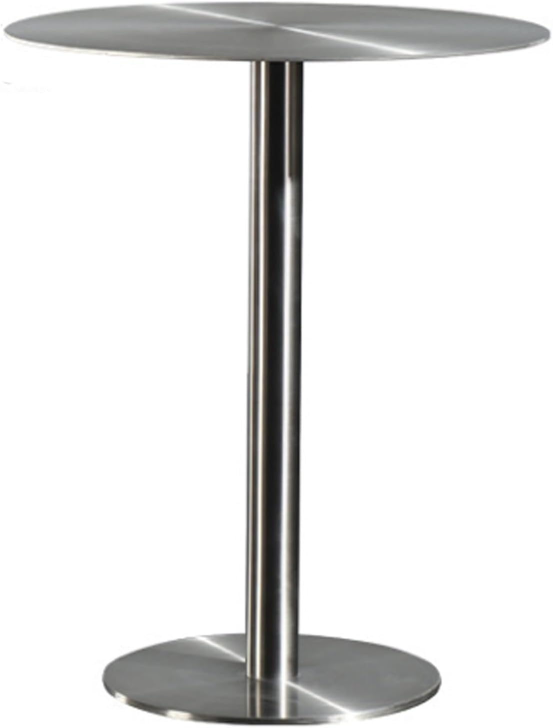Stainless Steel Round Bar High Table, 60x60x75cm - Modern Counter Bistro Pub, Circular Cocktail Kitchen Dining Table, Tall Side Table for Home and Commercial Use