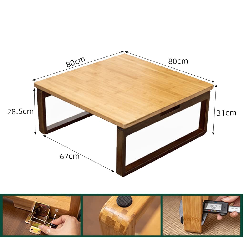 GVILTY Bamboo Giapponese Pieghevole Tavolino Basso, Tavolo Da Tè Basso Pavimento Giapponese Tavolo Da Pavimento Vassoio Vaso Per Tè Da Tè, Tavolo Da Studio, Tavolo Da Pranz M