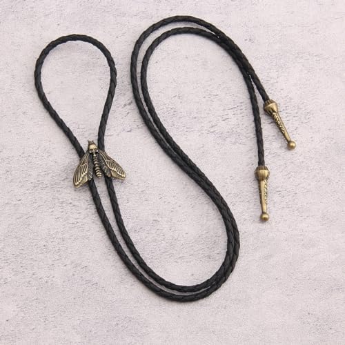 Image of Jeilwiy Bolo Tie for Men Western Cowboy Tie Necklace Gold Bolo Tie Leather Necktie Halloween Tie Accessories for Women