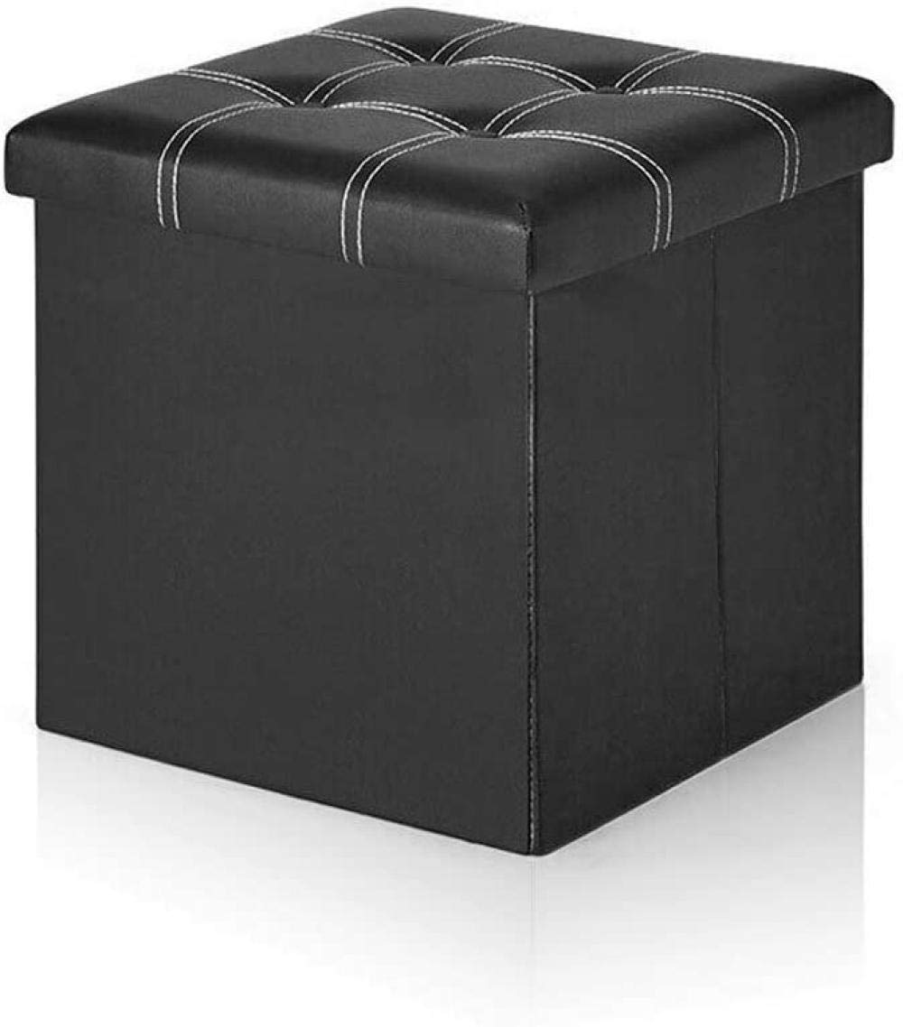 Tabouret de repose-pieds cube ottoman de rangement pliant cuir salon