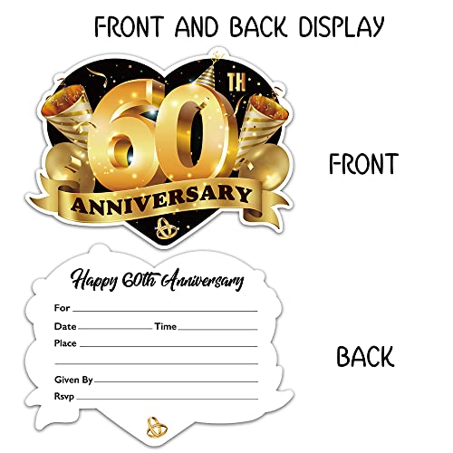Zbbfscsb 15 Pack 60Th Anniversary Heart Shape Filled Invitations With Envelopes, 60Th Wedding Anniversary Party Invitation Card, 60Th Together Party Invitations #TOP1