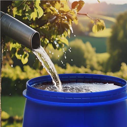 Garronda 60 Liter Deckelfass Weithalsfass aus HDPE Regenfass für Garten Fass 60l Wassertonne Futtertonne Wasserbehälter Universalfass Wasserfass Lebensmittelfass Wassertank GD-0078, Blau