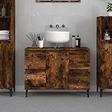 Unterschrank Waschbeckenunterschrank Spiegelschrank,Waschbeckenunterschrank Räuchereiche 80x33x60 cm Holzwerkstoff,Geeignet Für WC,Schlafzimmer,Küche,Wohnzimmer,Kann Schnell Zusammengebaut Werden