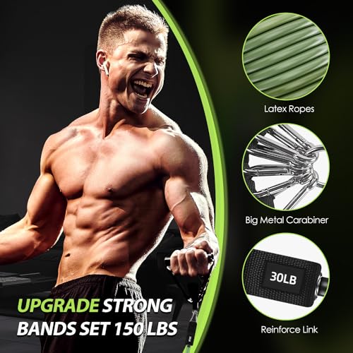 Image of WHATAFIT Resistance Bands, Exercise Bands, Workout Bands with Handles, Door Anchor and Ankle Straps, 5 Resistance Levels Fitness Bands for Strength Training, Physical Therapy, and Home Gym Equipment