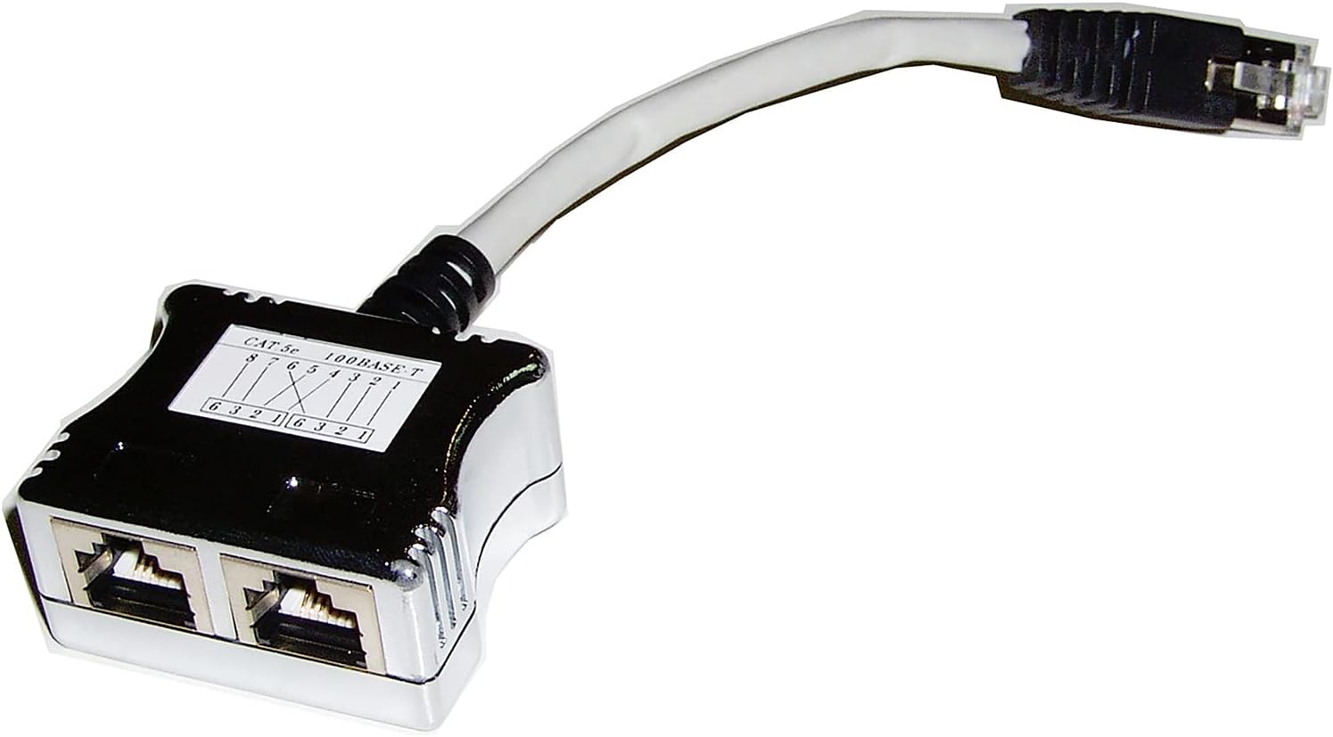 BeMatik - FTP Cat.5e RJ45 doubler T-MOD (1 RJ45 RJ45 male to 2 female)