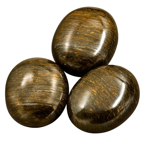 Image of Certified Bronzite Crystal Palm Pebbles Stones for Anxiety Stress Relief Massage - AAA Grade Original Healing Gemstone Agate Palm Stone for Yoga Meditation Spiritual Reiki Feng Shui