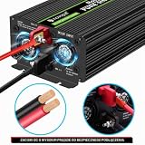 NOVOPAL Konwerter napięcia sinusoidalnego o mocy 1500 W - falownik samochodowy Przetwornica 12 V na 230 V - Przetwornica z 2 gniazdami UE i portem USB