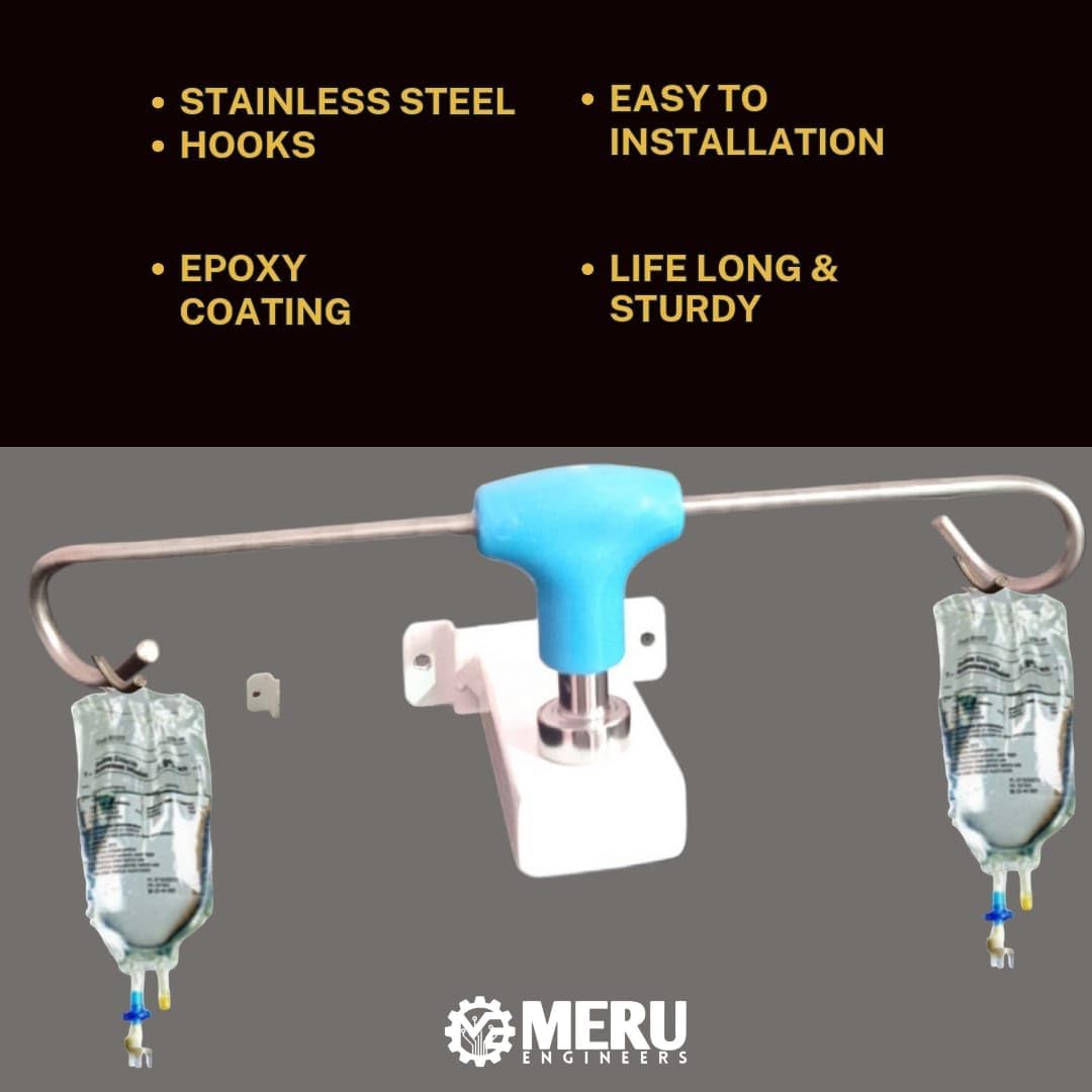 MERU ENGINEERS Saline Stand Wall Mount 2 Hook for Hospital, ICU, Clinics, Labs, Homes IV Saline Bags Saline Stand Wall Mount Saline Stand (Saline Stand 2 Hook Pack of 1) - Image 6 thumbnail