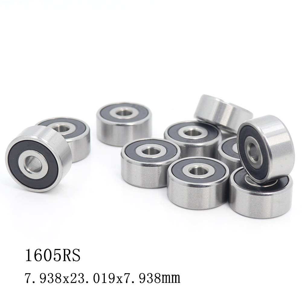 1605 2RS ABEC-1 de cojinete (10PCS) 5/16 "x29 / 32" x5 / 16" Pulgadas Miniatura rodamientos de Bolas 7.938mm x 23.019mm x 7.938mm 1605 RS YIJIAN