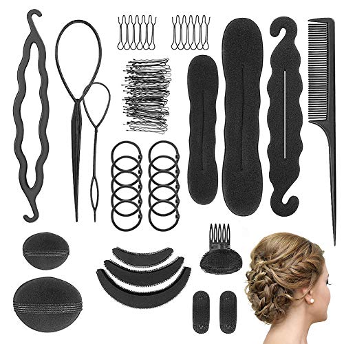 Allnice Hair Styling Set, 83 PCS DIY Hair Accessories Hair Modelling Tool Kit with Hair Bun Maker, Hair Clip, Hair Sponge,Hair Band,Topsy Tail Hair Tools for Girls Women