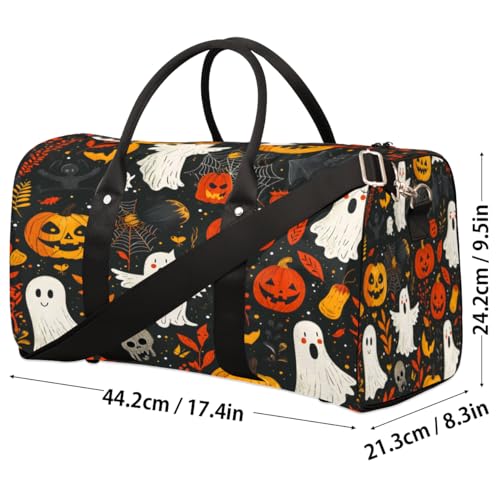 Halloween Travel Duffle Bag, Sports Gym Bags for Women Men, Carry On Weekender Overnight Bag, Ghost Theme Workout Hospital Airplane Trips Bag4