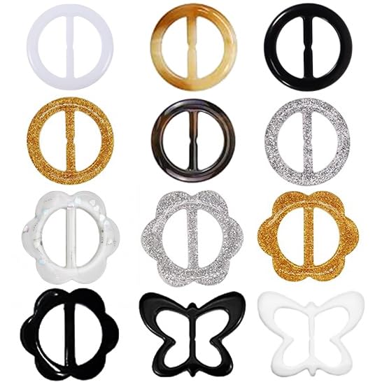 Image of 12PCS Silk Scarf Ring Clip T-Shirt Tie Clips for Women Girls 80's Party Accessories Fashion Resin Ring Scarves Clasp Waist Buckle for Shirts Clothing Clips with 1 Exquisite Box