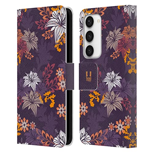 Housse en cuir Samsung S23 5G Head Case Designs Violet Botanique premium