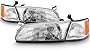 ACANII - For 1997 1998 1999 Toyota Camry Headlights Headlamps w/Corner Parking Lights Chrome Driver & Passenger Side