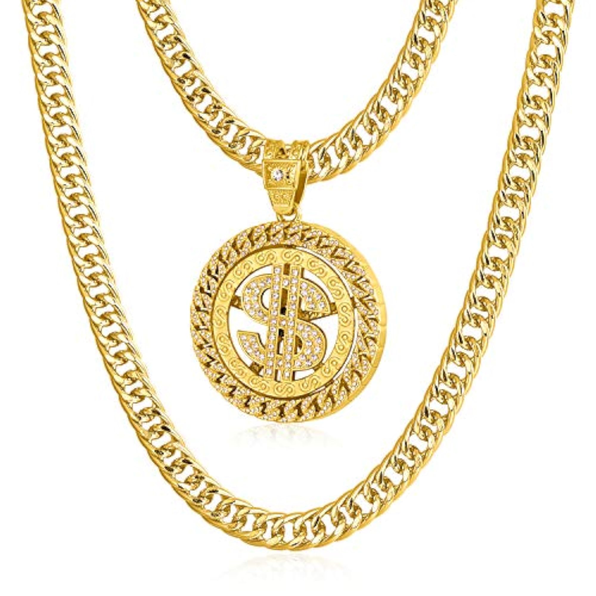 Gold Chain with Dollar Sign Pendant Necklace