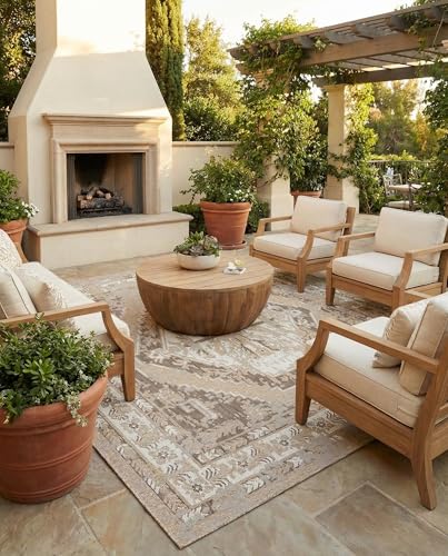 Rugs.com Outdoor Traditional 13' Square Natural Rug