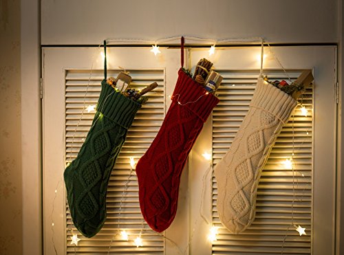 Kunyida Pack 6,14" Unique Burgundy And Ivory White Knit And Green Christmas Stockings Style2 #TOP2