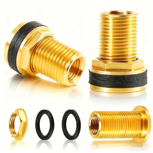 2 Tappi per Serbatoio Dell'acqua Piovana, Raccordo in Ottone, Raccordi per Serbatoio in Ottone per Contenitori per Contenitori Serbatoi Botti Rubinetto Acqua (3/8)