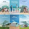 Elegear CumbreXTM Beach Tent Sun Shelter with Canopy, 4-5 Person Pop Up Beach Tent, Easy Setup UPF 50+ UV Protection Portable Lightweight Double Silver Coating Cabana Sun Shade Shelter - Green