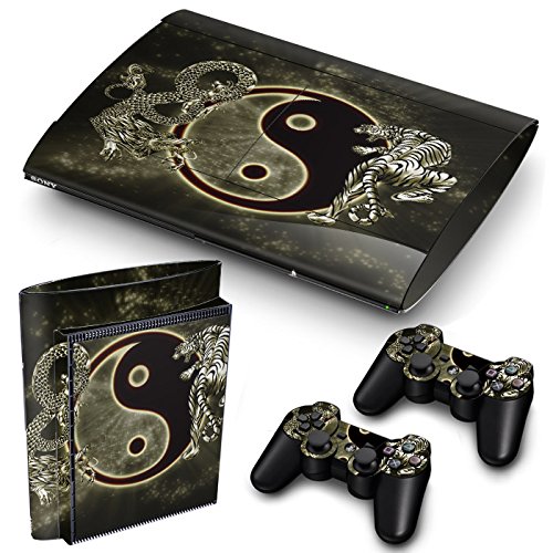  PS3 SuperSlim PlayStation 3 SuperSlim Ying Yang adesivi pellicola di PVC per Console + 2 controller/pad adesivo copertura della protezione di effetto pelle d\'arte