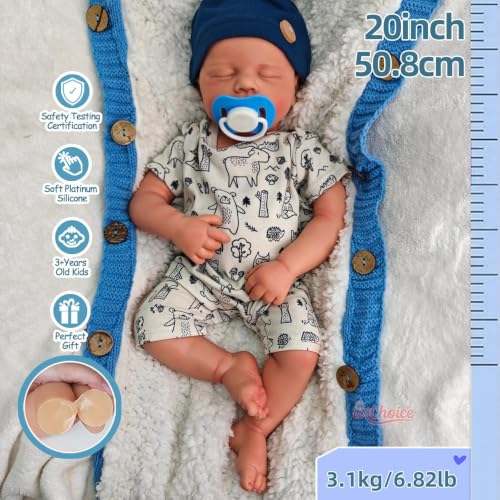 Muñeco Reborn de Silicone de 20 Pulgadas, Niño miniatura 2