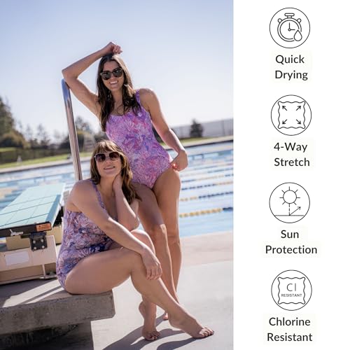 Sporti Moderate Women's One Piece Swimsuits - Printed Bathing Suit for Ladies, Missy - Sweetheart Neckline Swimsuit Women4