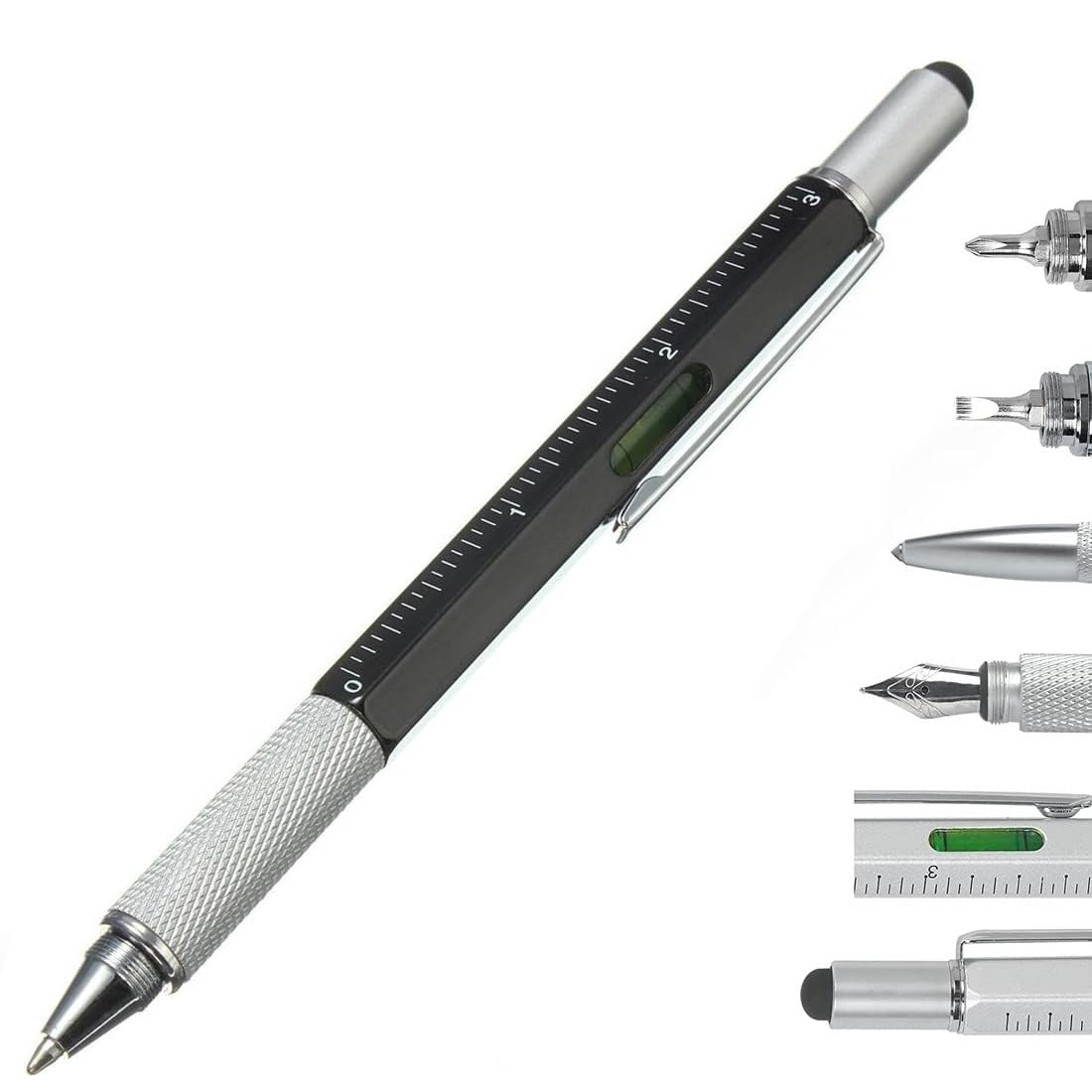 Sponsored Ad - Multifunction Tool Pen, 6 in 1 Tool with Ballpoint Pen, Touch Screen Stylus, Ruler, Spirit Level, Flat-head Screwdriver, All-in-One Tech-Tool Gadgets for Mens Gifts, Aluminium;Plastic
