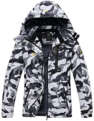 Yukaichen Men's Ski Jacket Waterproof Skiing Rain Jacket Mountain Warm Winter Ski Snow Coat Camo L #TOP17