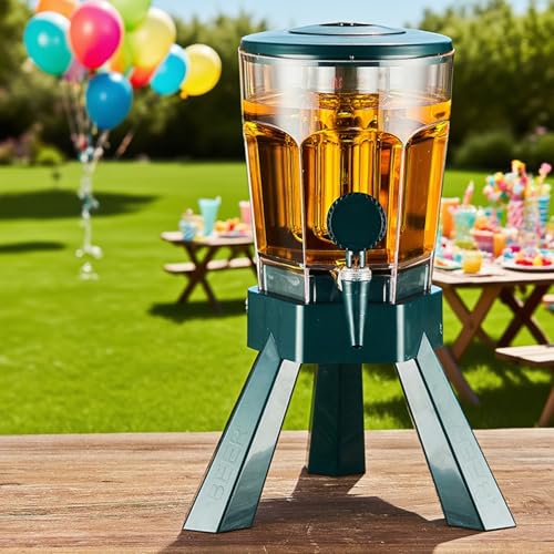 UrbanUp Dispensador de Cerveza Dispensador de Alcohol Portátil con Luz para Picnics, Enfriador de Bebidas de 3 L para Limonada y Vino, Dispensador de Cerveza para Pubs Caseros(Green B)