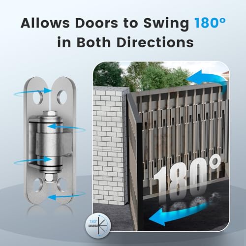 Image of Eatra Large, Heavy Duty Gate Hinges with Sealed Bearings and 8 Screws, Adjustable Yoke Pivot, Suitable for Large Driveway Gates Up to 1100 Pounds, Two Pack, Carbon Black (2pcs Silver)