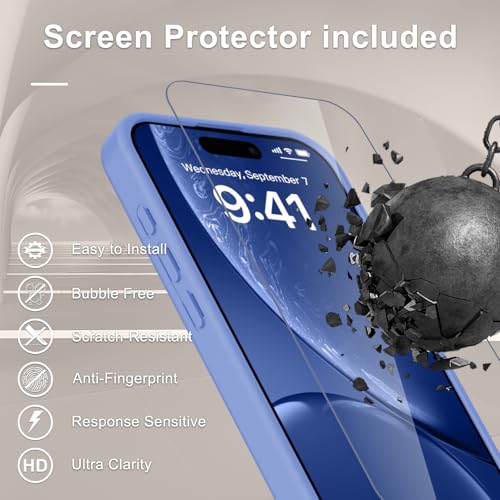 Image of YENAPOON for iPhone 15 Pro Case, Matte Magnetic Phone Cover [with 1 Screen Protector] [Support for MagSafe] [Shockproof Military Grade Protection] Translucent Frosted Back, Purple