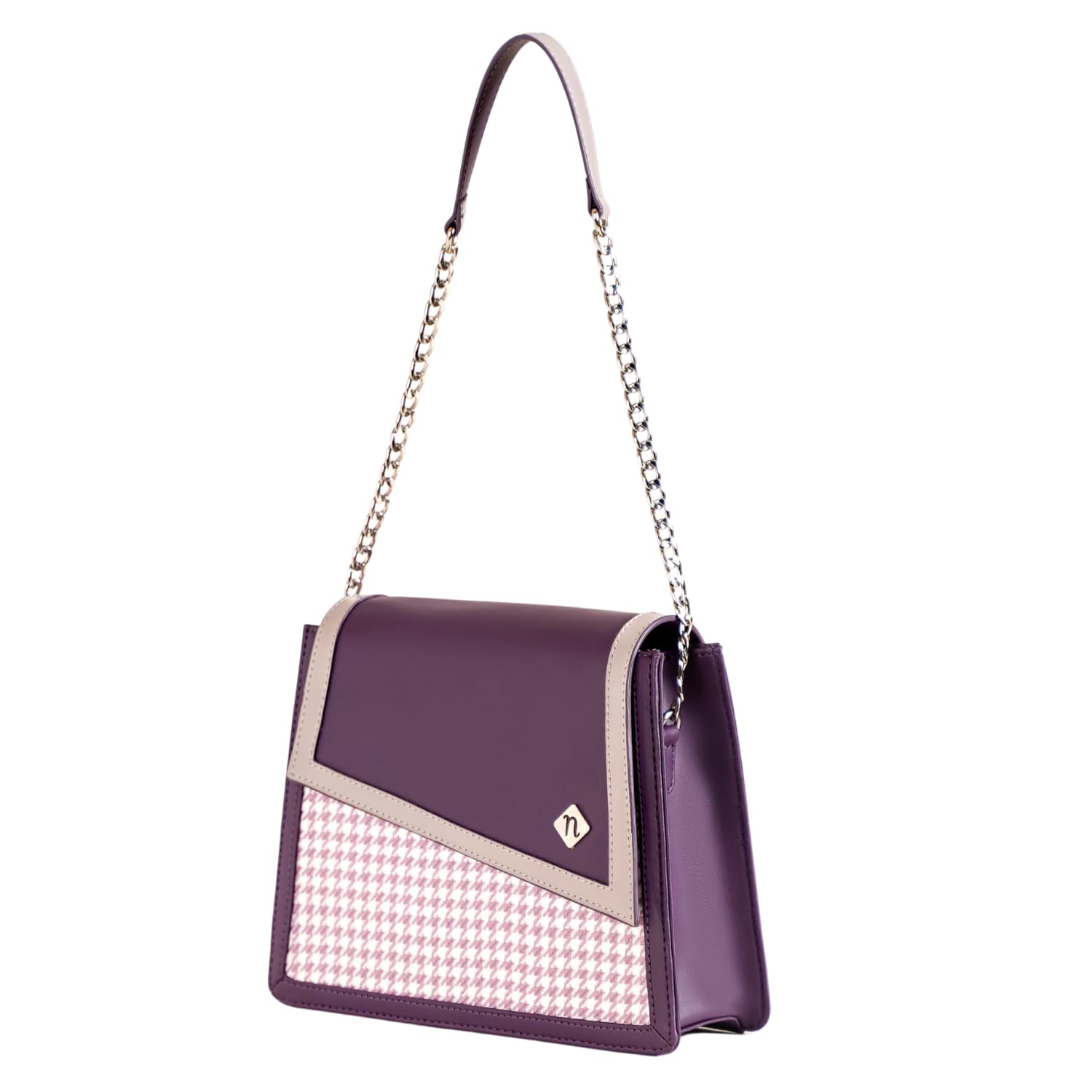 Nestasia Houndstooth Diagonal Handbag For Women - Shoulder Bag with Snap Flap Closure for Party and Casual (Purple) (B0CTFKHYD3) Amazon Price History, Amazon Price Tracker