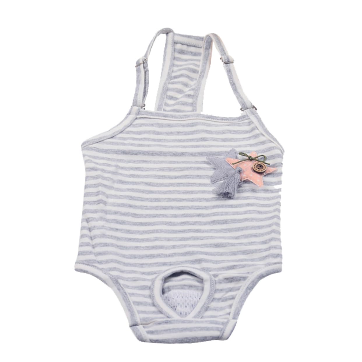 Garneck Pet Sanitary Pantie Breathable Dog Diaper with Suspender for Female Dogs Comfortable Cloth Material Stylish Stripe Design for Period Use Washable