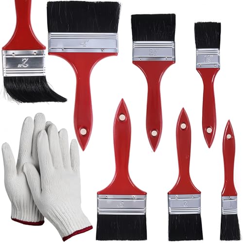 6 Pcs Fence Paint Brushes Paint Brushes Decorating, With Gloves for Garden Painting Fence Walls Door, Home Improvement, All Paints ﻿