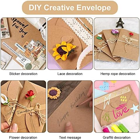 CODIRATO 100 PCS Gift Card Envelopes Heart Clasp Envelopes Mini Kraft Paper Envelopes Mini Envelopes Cute DIY Envelopes for Birthday Christmas Valentine's Party Supplies (6*10cm)