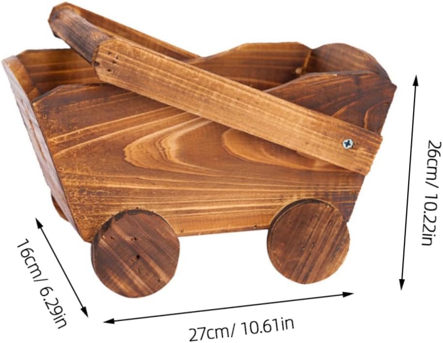 Cartoon Flower Pot for Succulents Carbonized Imitation Wood Planter with Drainage for Nursery and Home Decoration