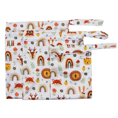 image for Asenappy 3pcs Cloth Diaper Wet Dry Bags Waterproof Reusable with Two Z