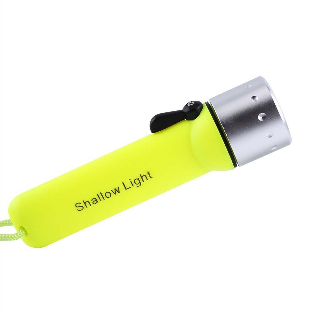 Underwater Torch with Nylon Hand Strap Bright LED Waterproof Diving Flashlight, Fluorescent Green Submarine Dive Light Scuba Safety Lights-image-42