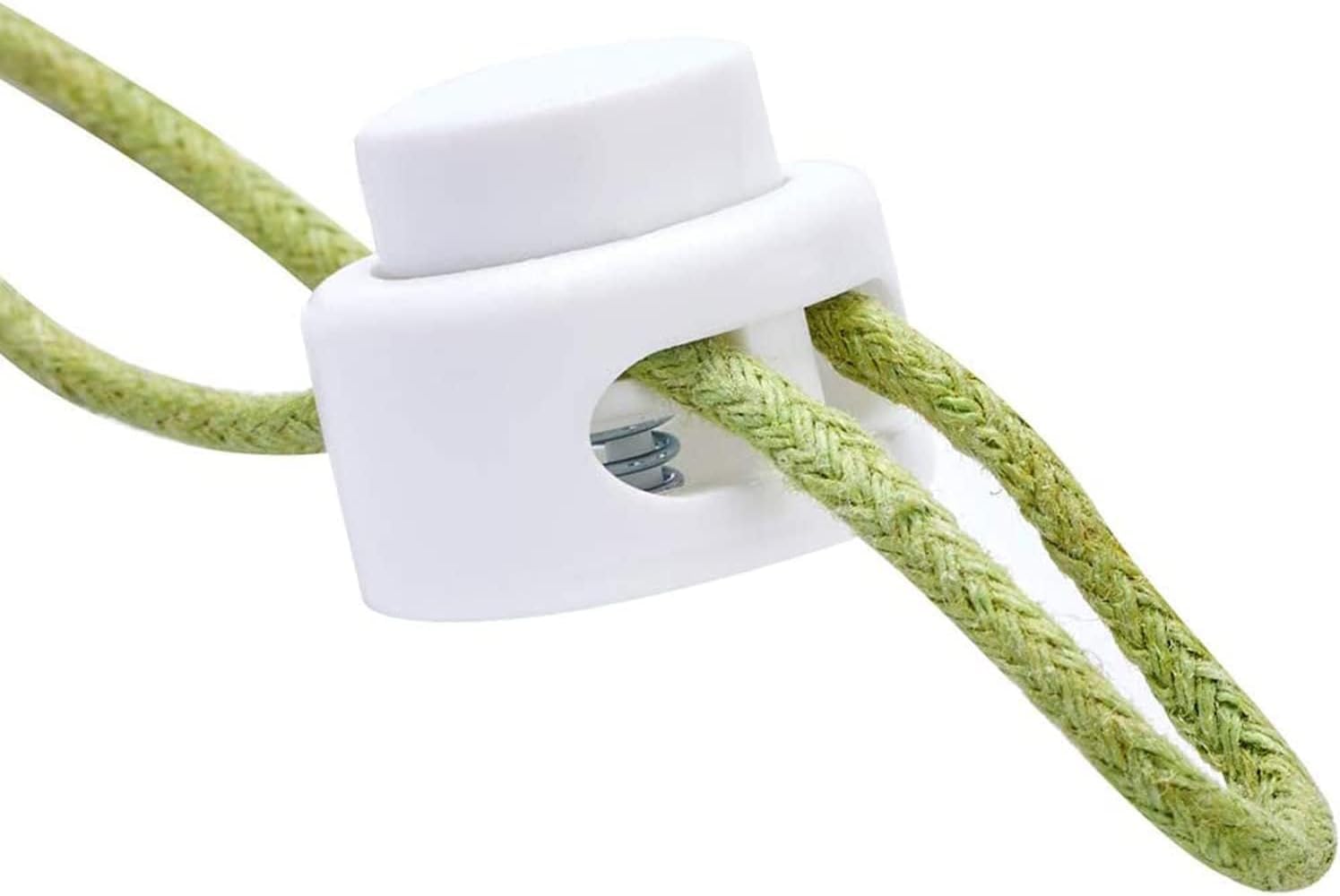 Rarehaunt Cord Lock Spring Loaded Double Hole Toggle Small Stopper with Wide Push Buttons for Luggage, Lanyard, Clothing, DIY Projects, Backpacks, Sportswear, Shoelaces, Jackets (White) (10) 1