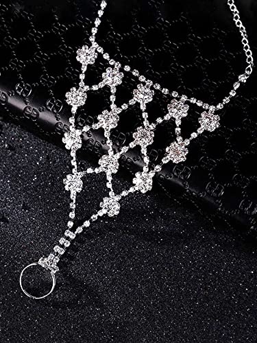Crystal Anklet with Toe Ring Beach Foot Jewelry